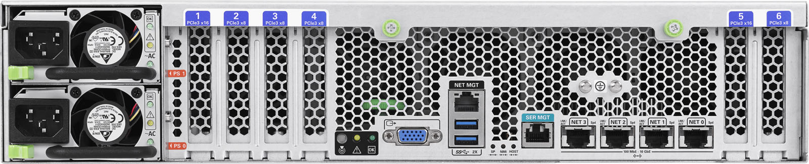 Netra Server X5-2 for Communications Rear Zoom